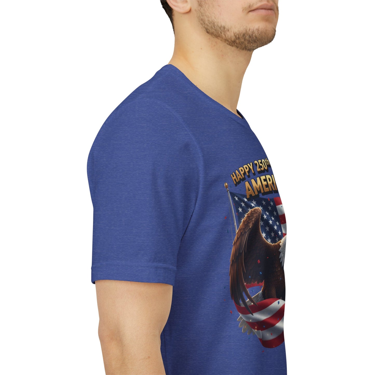 Happy 250th Birthday America Eagle T-Shirt  Patriotic Flag Tee