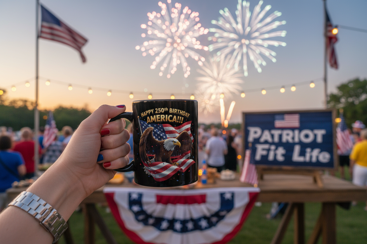 Happy 250th Birthday America Eagle Mug | Patriotic Ceramic Coffee Mug