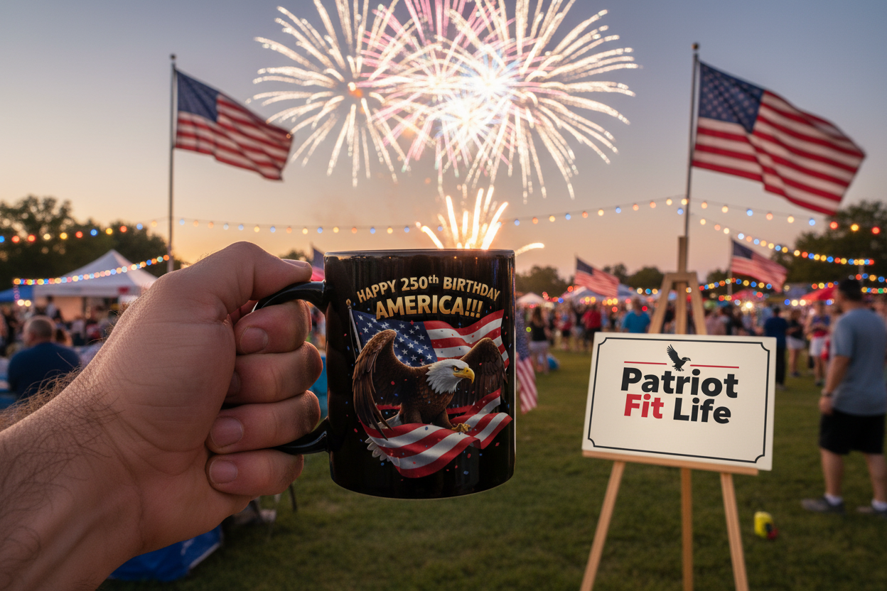 Happy 250th Birthday America Eagle Mug | Patriotic Ceramic Coffee Mug