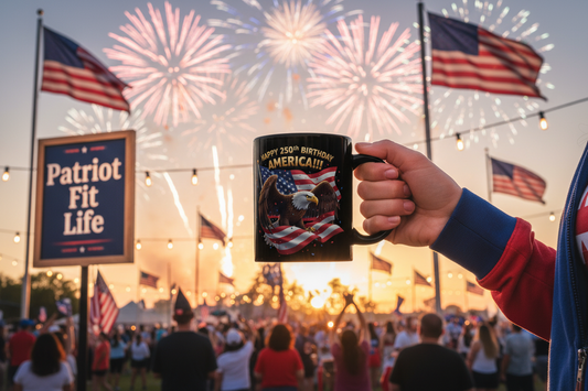 Happy 250th Birthday America Eagle Mug | Patriotic Ceramic Coffee Mug