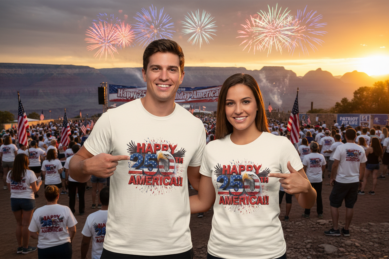 Happy 250th Birthday America T-Shirt | Patriotic Bald Eagle 4th of July Tee | 1776-2026 | XS-4XL