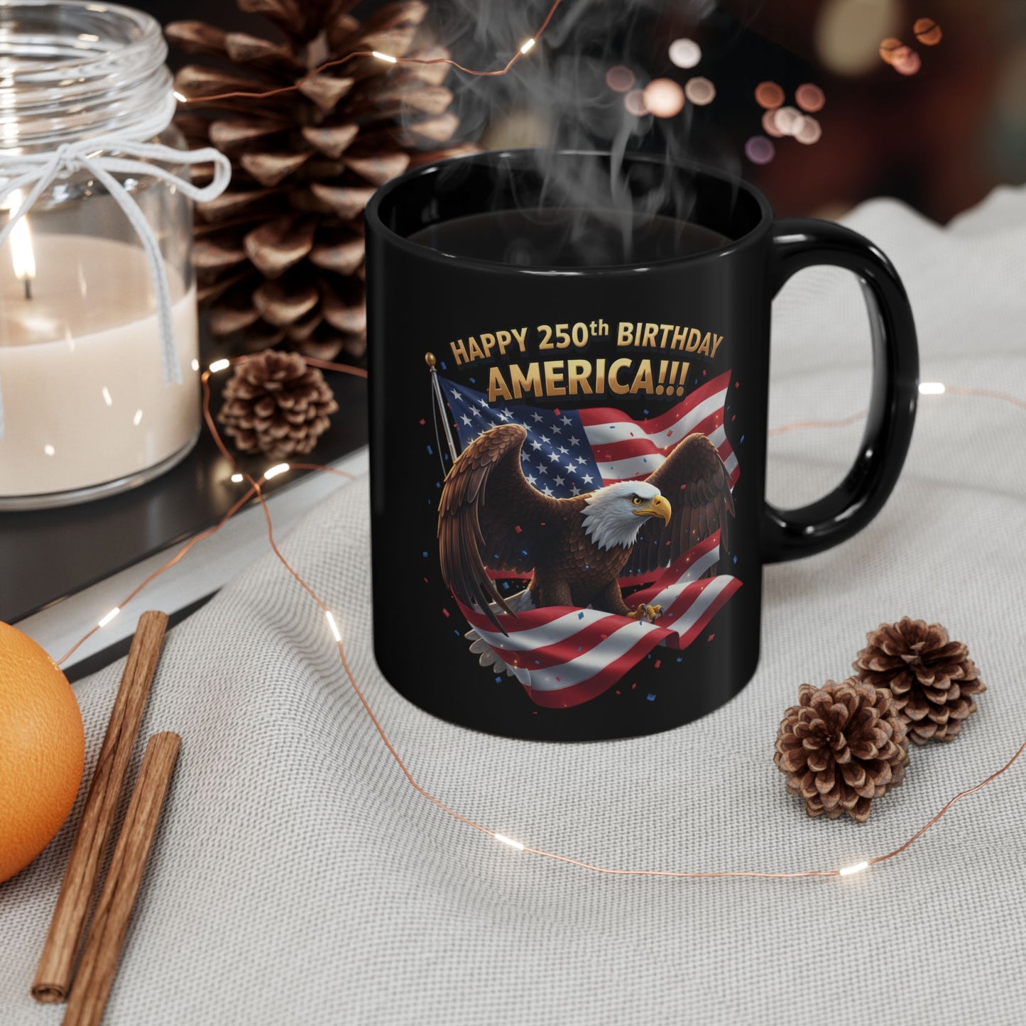 Happy 250th Birthday America Eagle Mug | Patriotic Ceramic Coffee Mug
