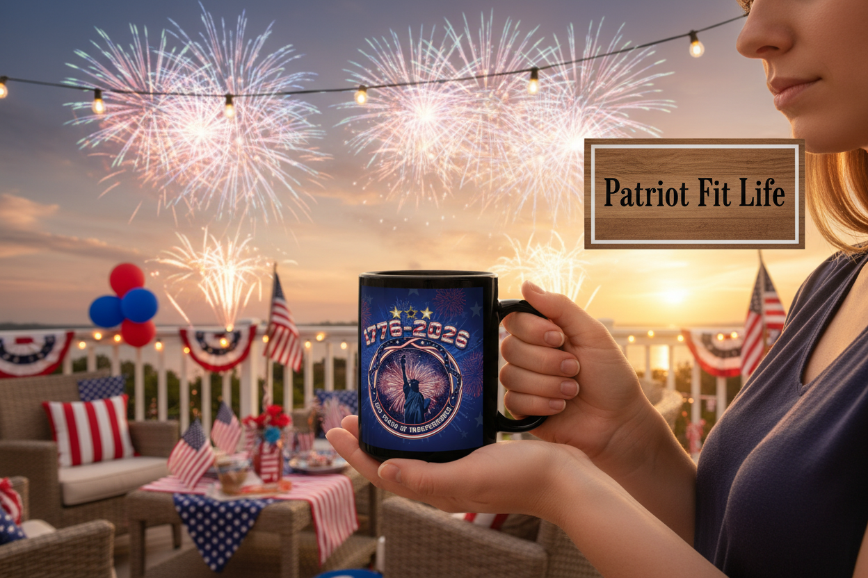 Independence Day 1776-2026 Black Mug — 250 Years of Freedom Patriotic Coffee Cup 11oz/15oz