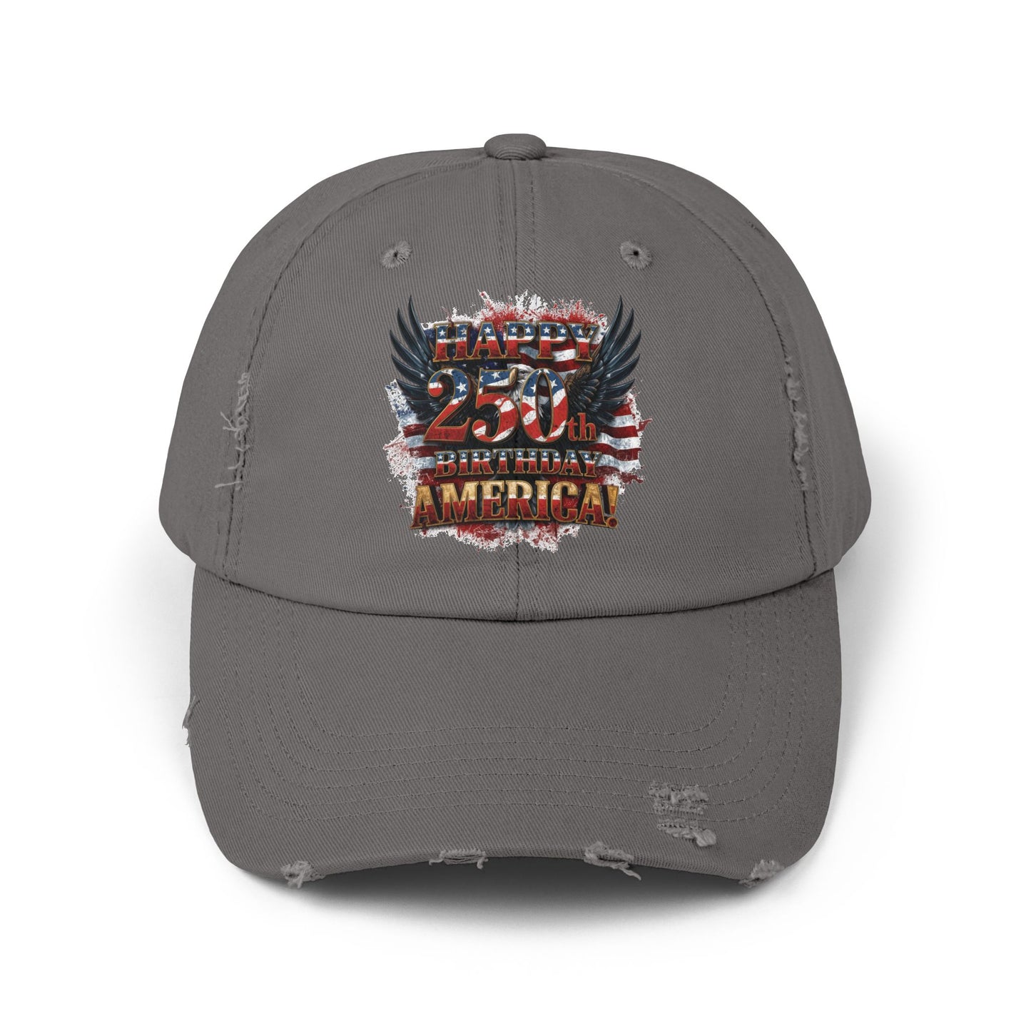 Happy 250th Birthday America Distressed Baseball Cap | Vintage Flag Hat