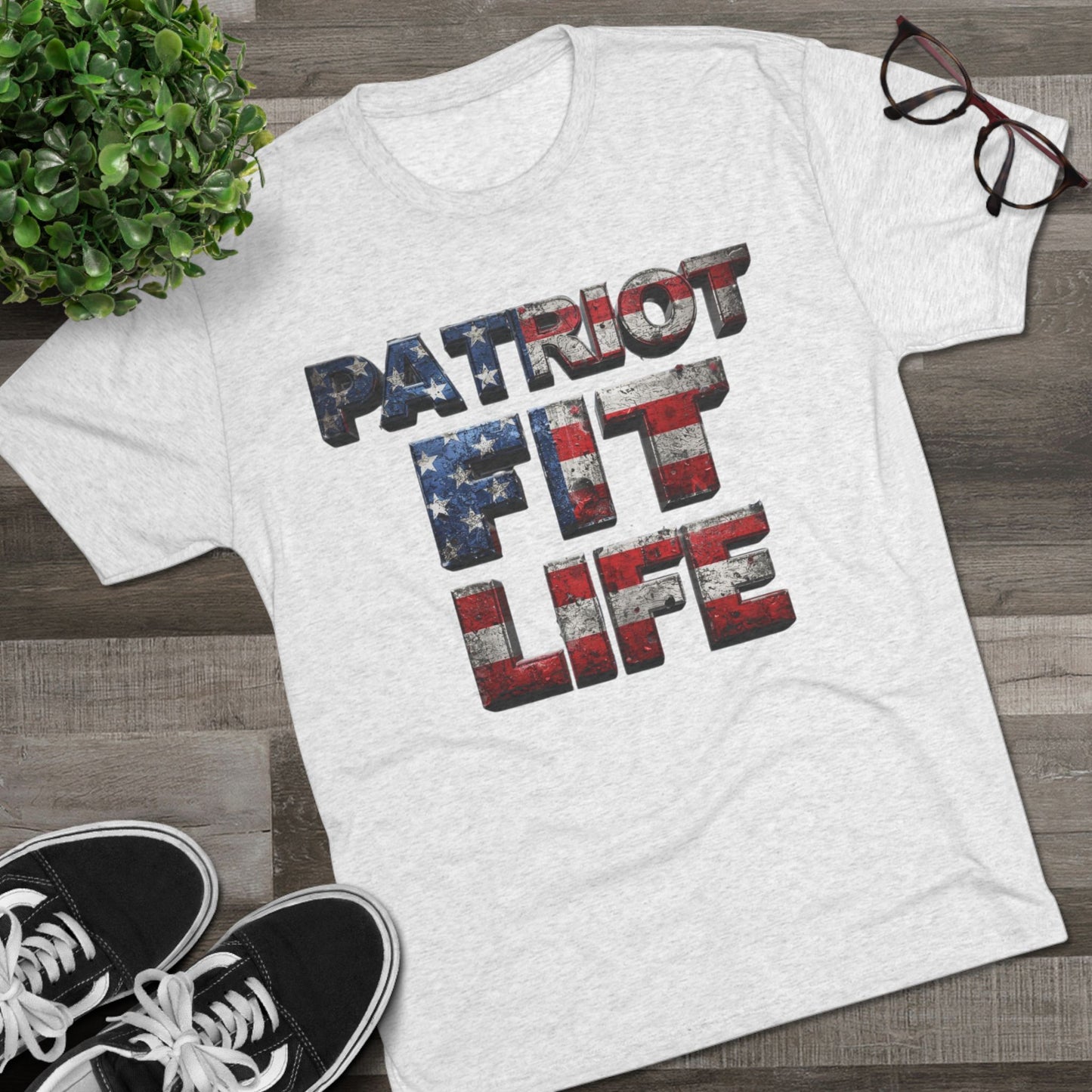 Patriot Fit Life Tri-Blend Tee - American Flag Graphic Fitness T-Shirt