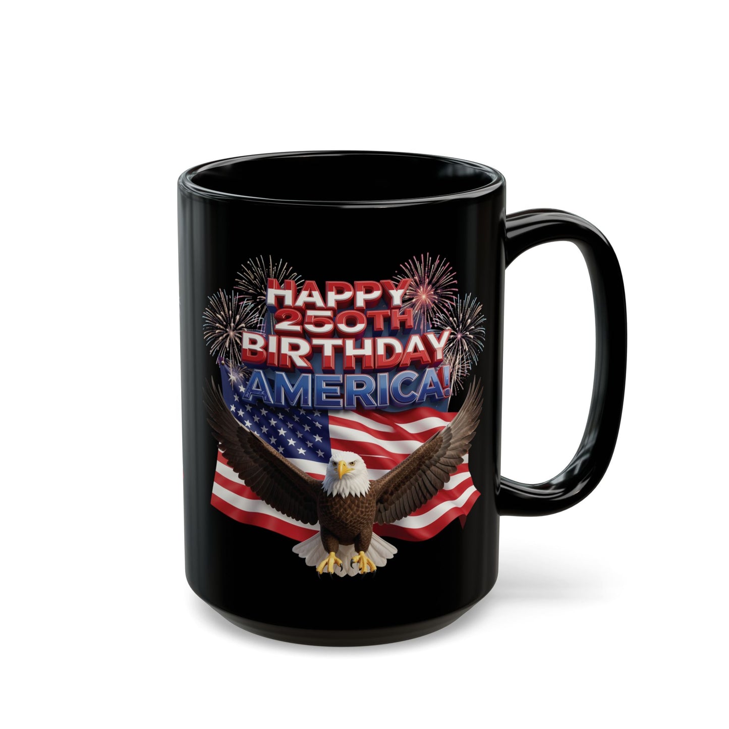 250th Anniversary Eagle Mug - Patriotic Black Ceramic Coffee Mug | 11oz & 15oz