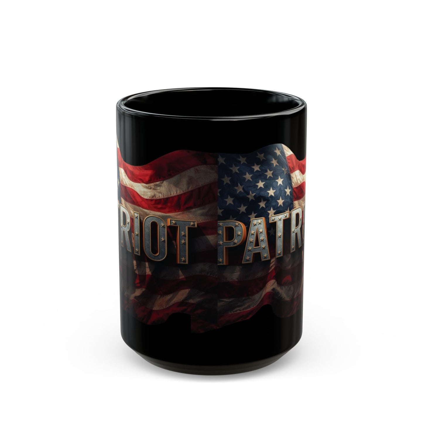 Patriot Mug - American Flag Black Ceramic Coffee Cup  11 oz & 15 oz