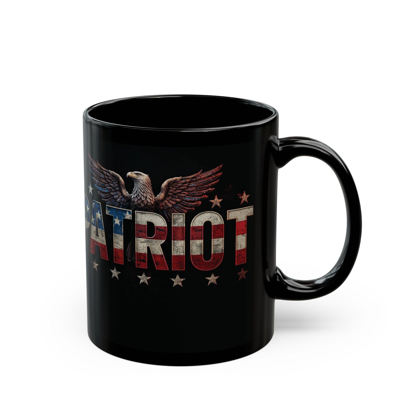 Patriot Eagle Black Coffee Mug  American Flag Ceramic Cup 11 oz 15 oz