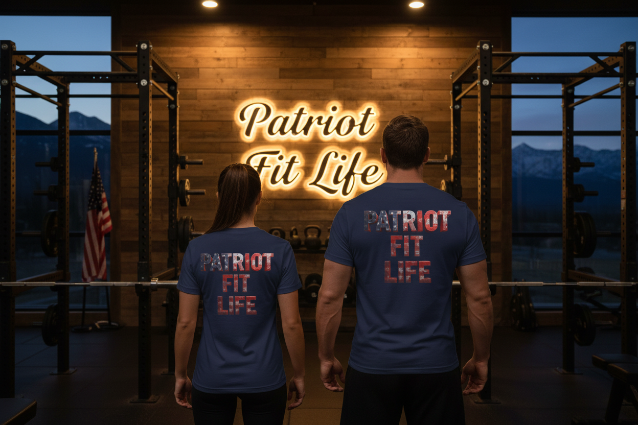 Patriot Fit Life T-Shirt - American Flag Block Letter Graphic Tee