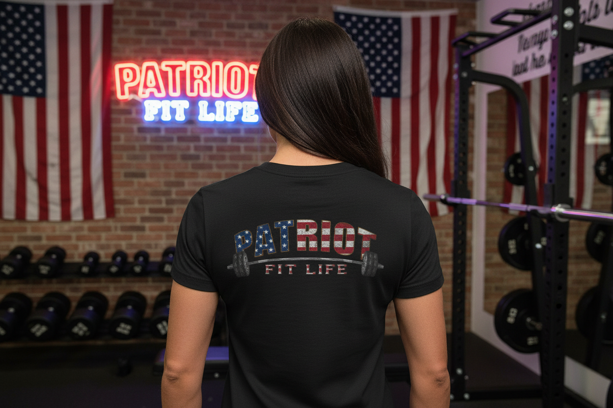 Patriot Fit Life T-Shirt | American Flag Weightlifting Gym Tee