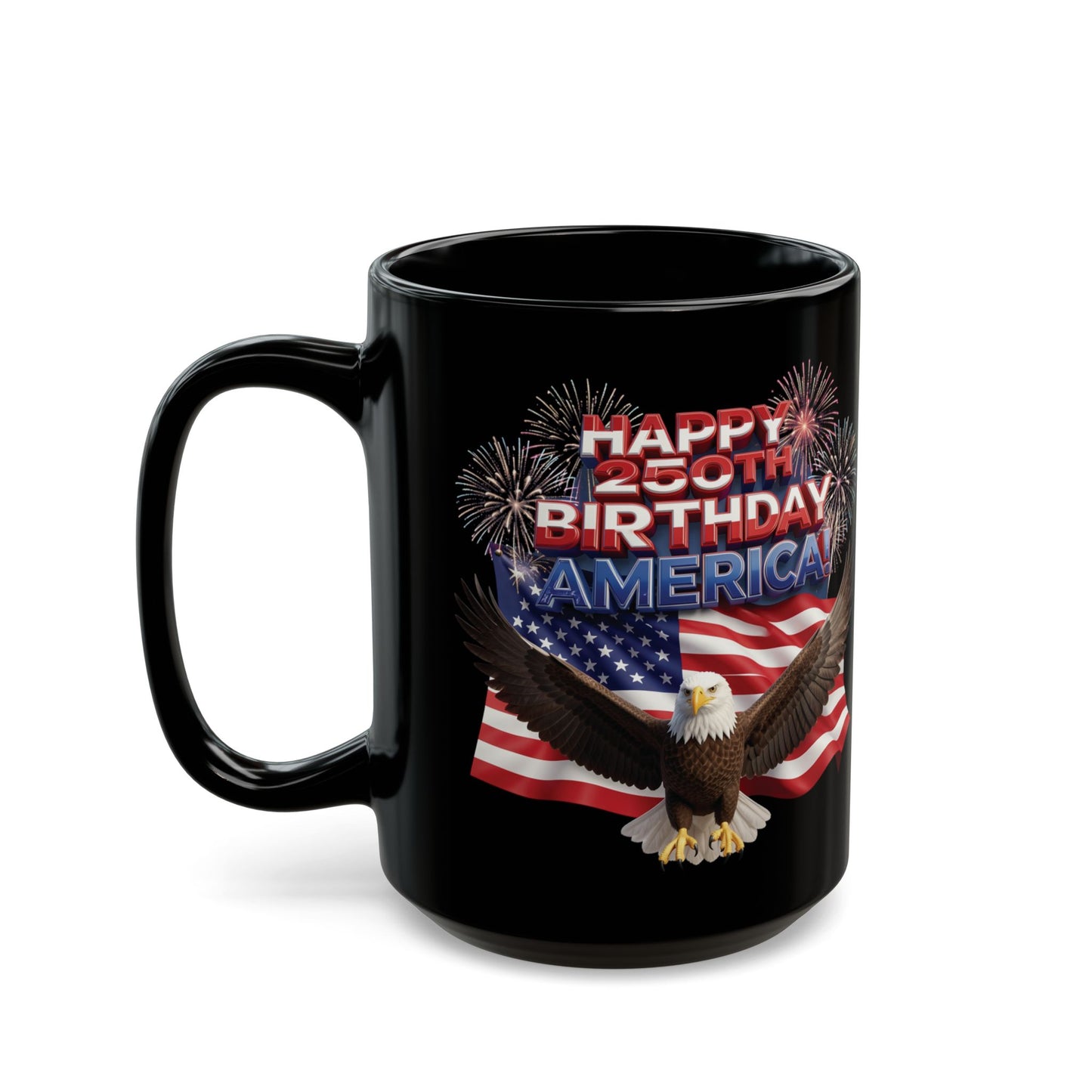 250th Anniversary Eagle Mug - Patriotic Black Ceramic Coffee Mug | 11oz & 15oz