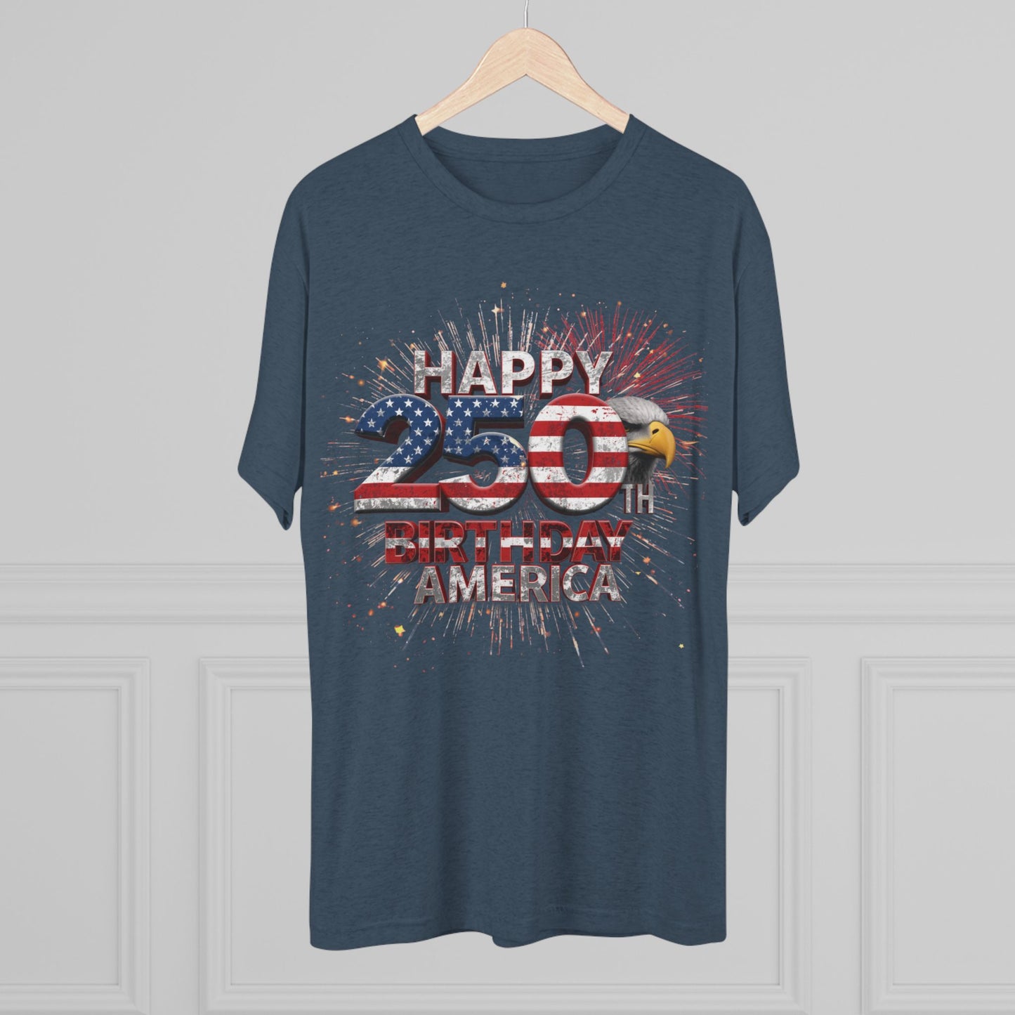 Happy 250th Birthday America Vintage T-Shirt | Patriotic Eagle 250 Tri-Blend Tee | 1776-2026
