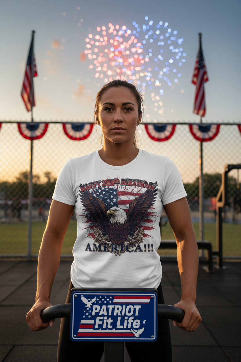 Happy 250th Birthday America T-Shirt | Eagle Flag Patriotic Tee
