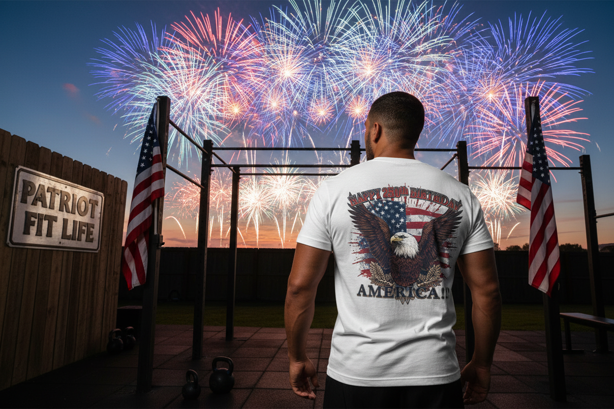 Happy 250th Birthday America T-Shirt | Eagle Flag Patriotic Tee