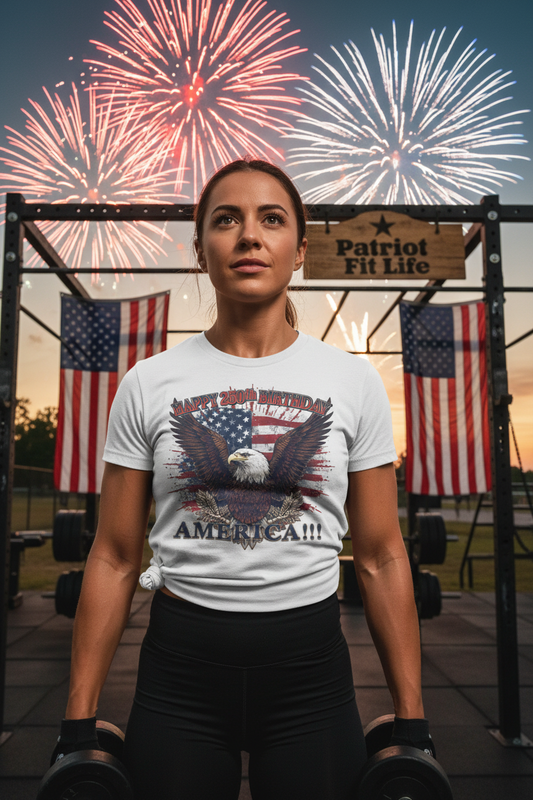 Happy 250th Birthday America T-Shirt | Eagle Flag Patriotic Tee