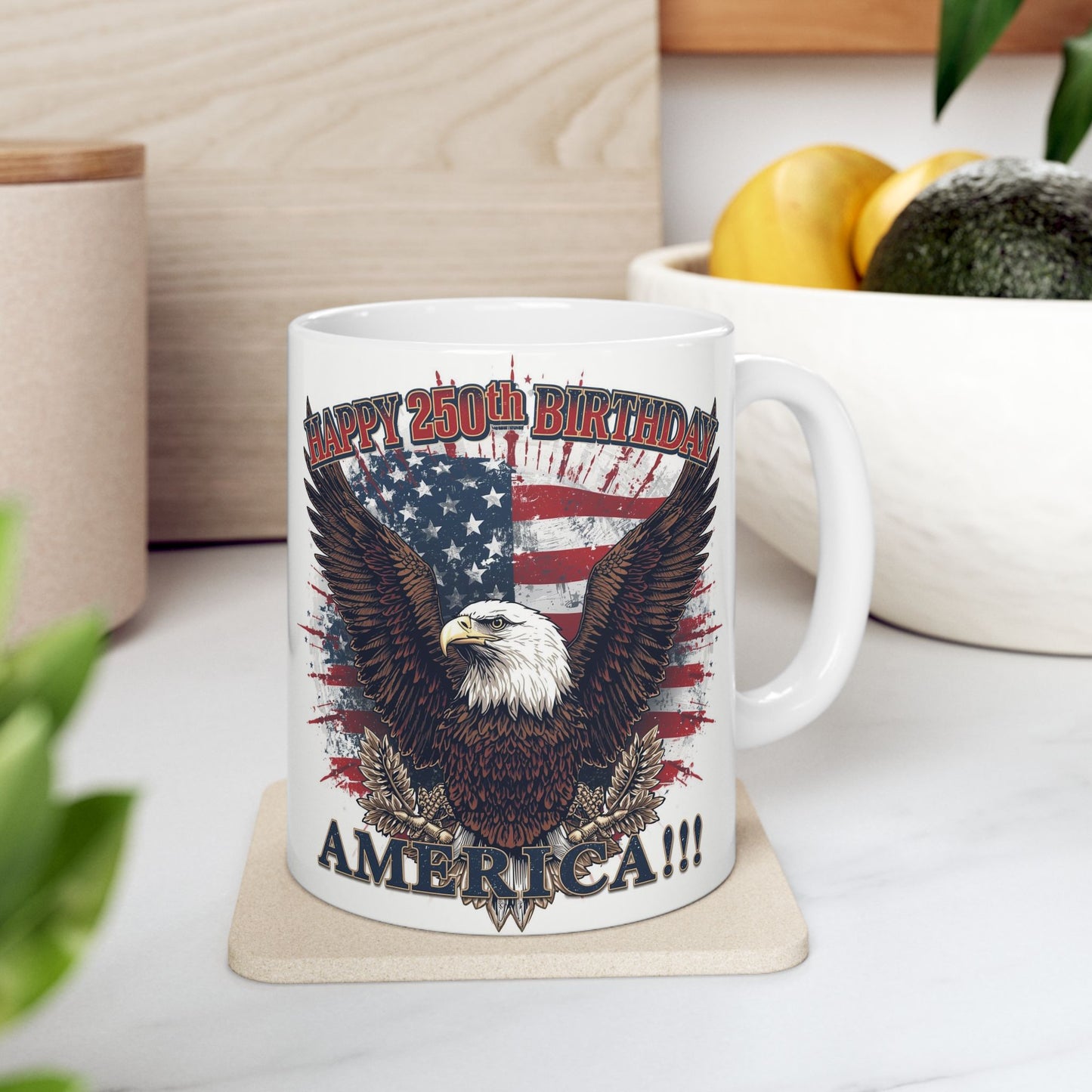 Happy 250th Birthday America Mug | Patriotic Eagle Coffee Cup