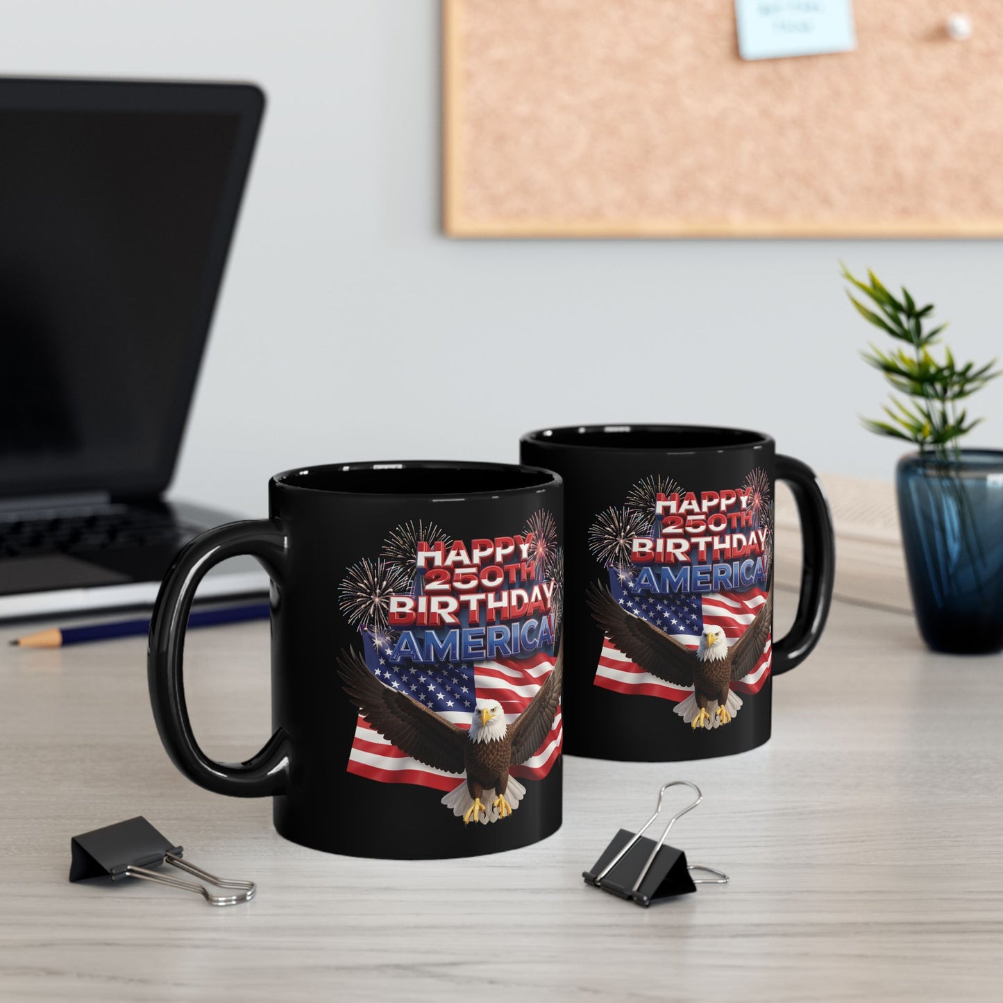 250th Anniversary Eagle Mug - Patriotic Black Ceramic Coffee Mug | 11oz & 15oz