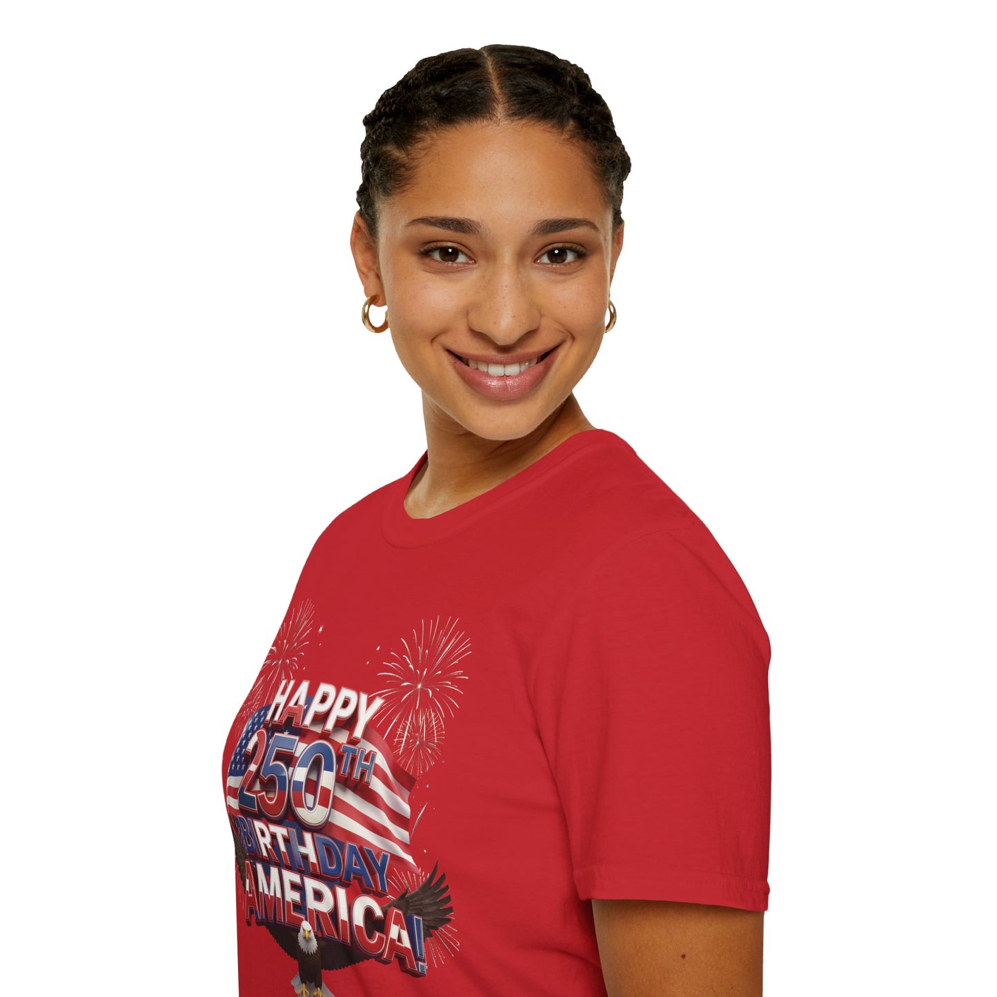 Happy 250th Birthday America T-Shirt - Patriotic Eagle Fireworks Tee