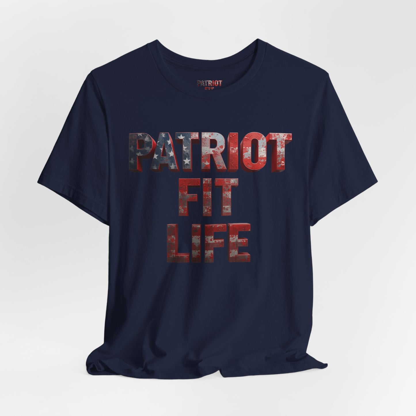 Patriot Fit Life T-Shirt - American Flag Block Letter Graphic Tee
