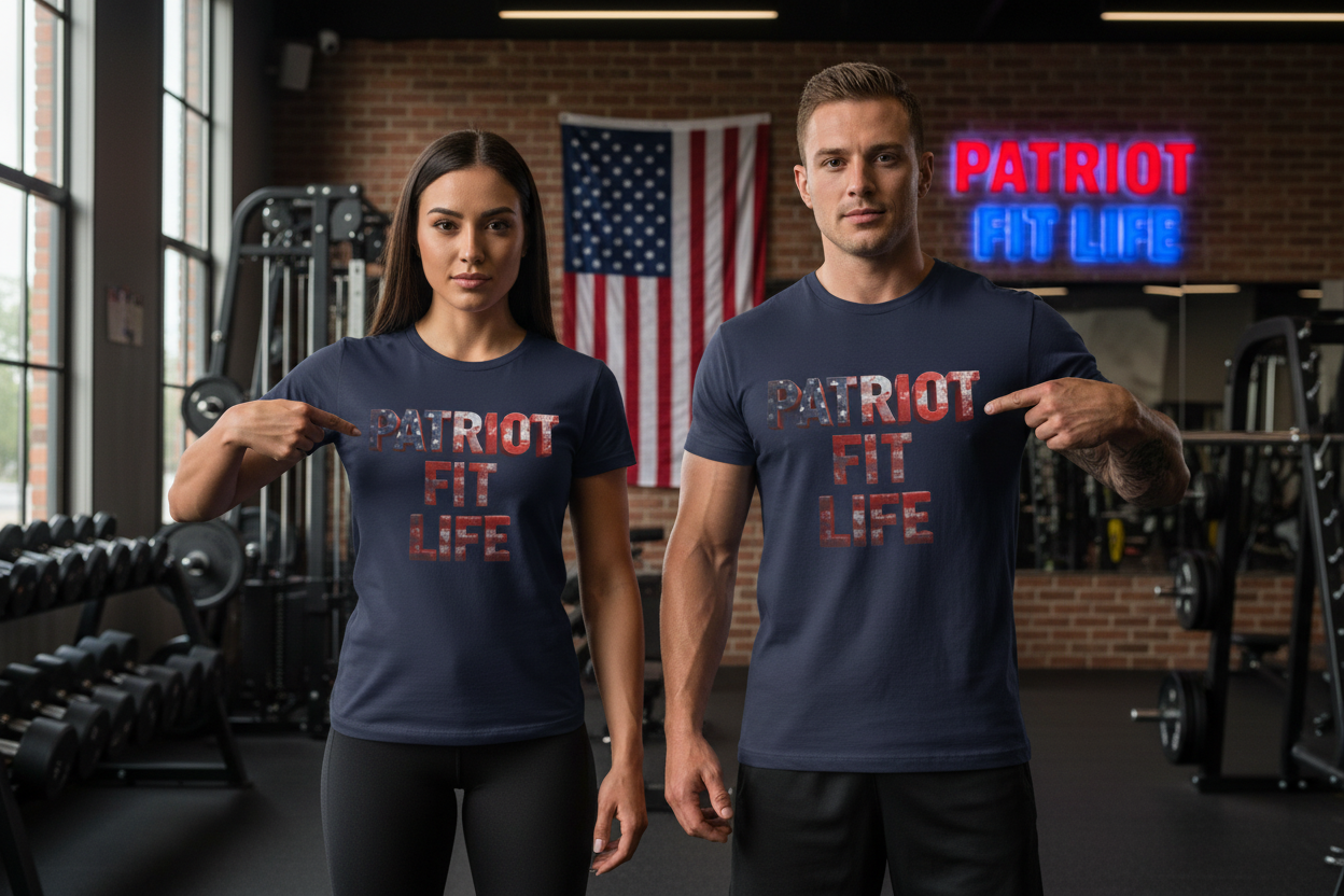 Patriot Fit Life T-Shirt - American Flag Block Letter Graphic Tee