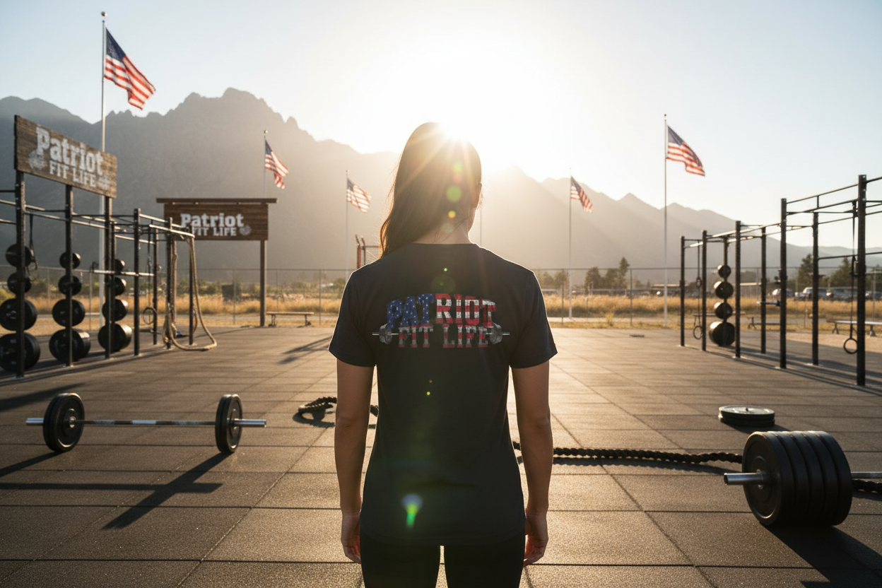 Patriot Fit Life T-Shirt | American Flag Barbell Fitness Tee