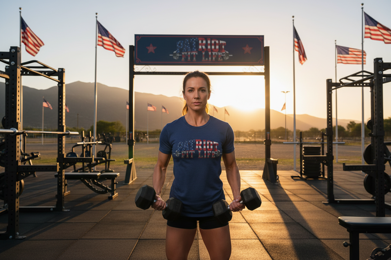 Patriot Fit Life T-Shirt | American Flag Barbell Fitness Tee