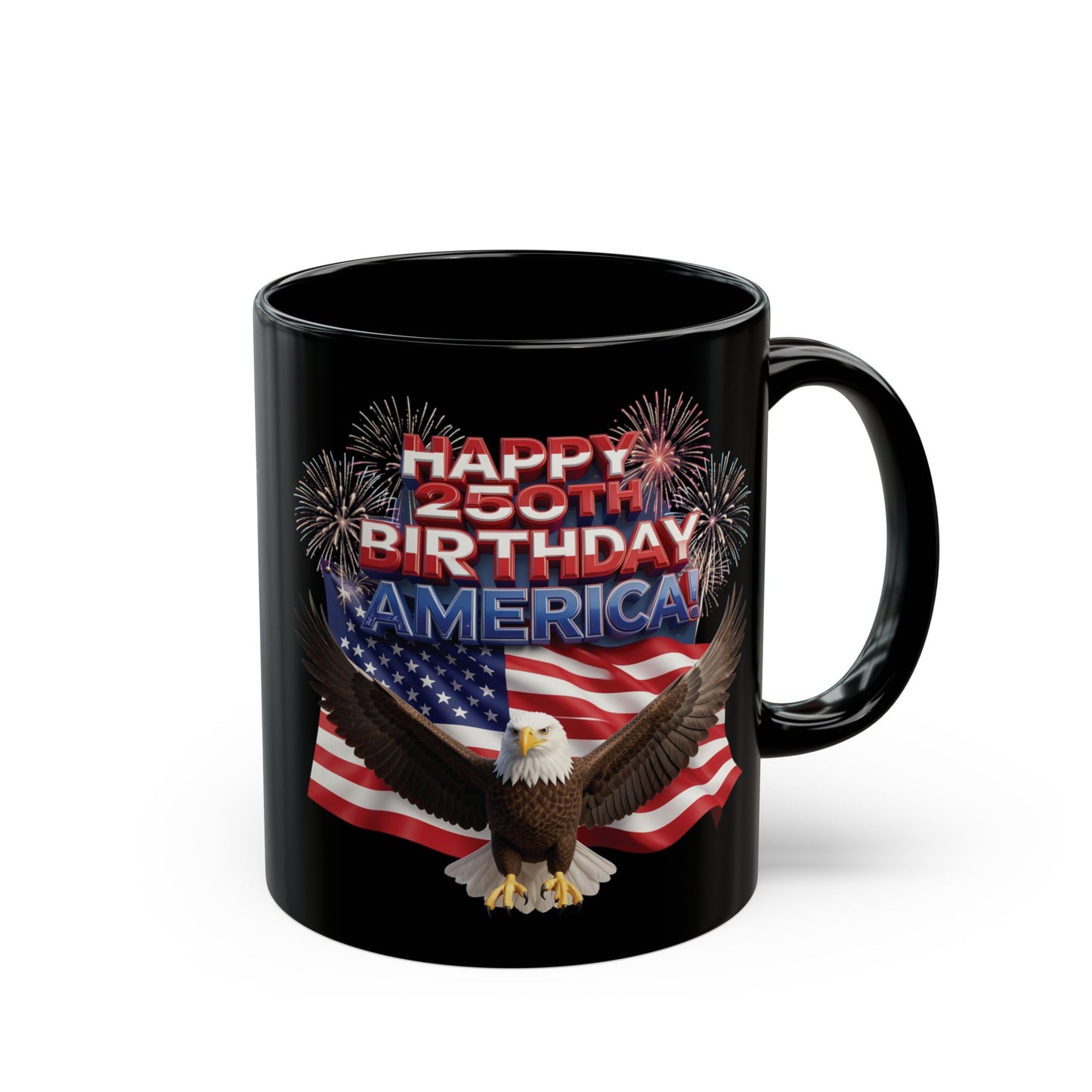 250th Anniversary Eagle Mug - Patriotic Black Ceramic Coffee Mug | 11oz & 15oz