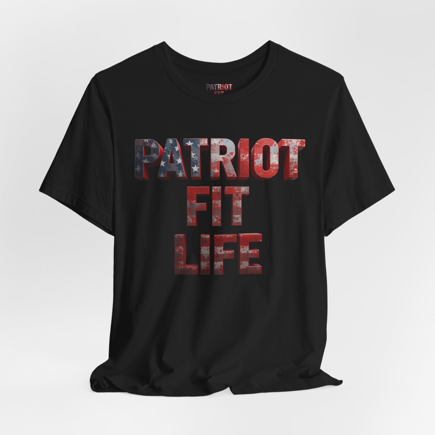 Patriot Fit Life T-Shirt - American Flag Block Letter Graphic Tee