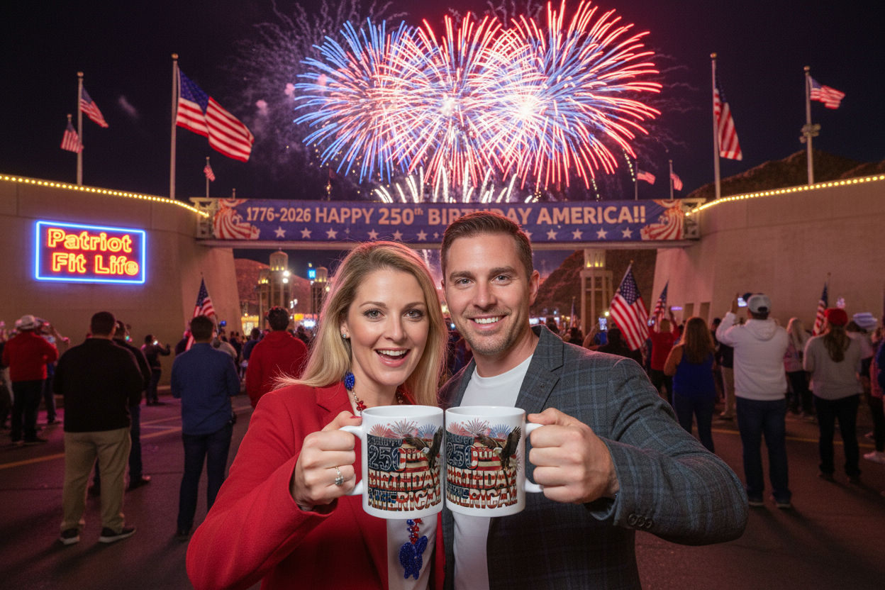 Happy 250th Birthday America!! Mug | Patriotic Eagle Flag & Fireworks Wrap-Around Ceramic Cup | 11oz & 15oz