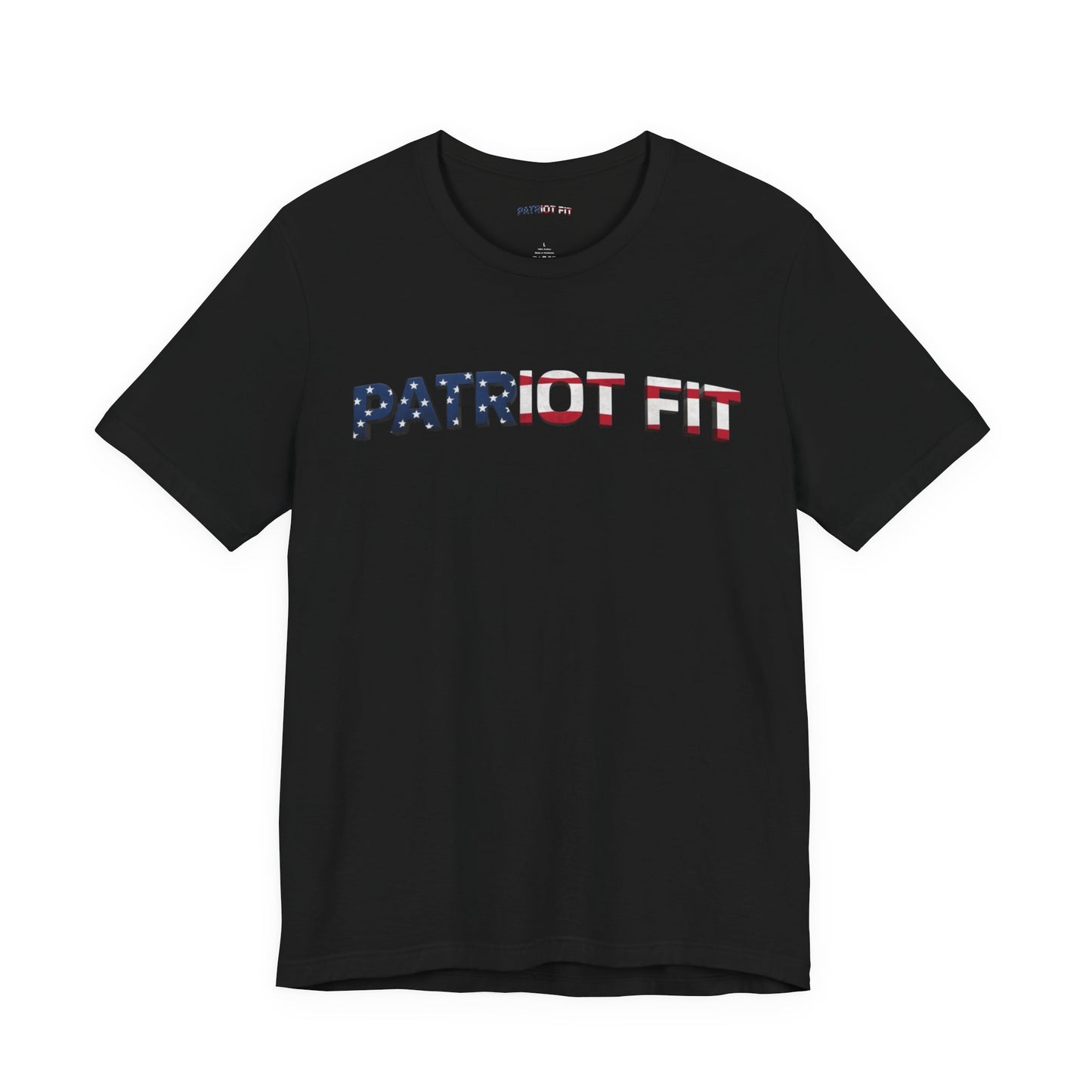 Patriot Fit T-Shirt — American Flag Text Athletic Tee