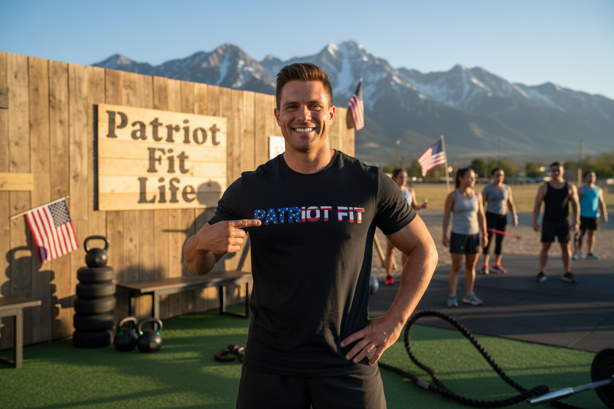 Patriot Fit T-Shirt — American Flag Text Athletic Tee