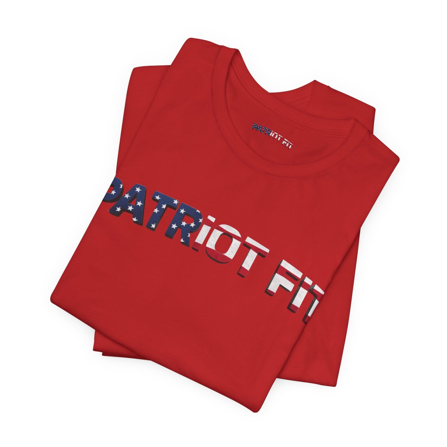 Patriot Fit T-Shirt — American Flag Text Athletic Tee