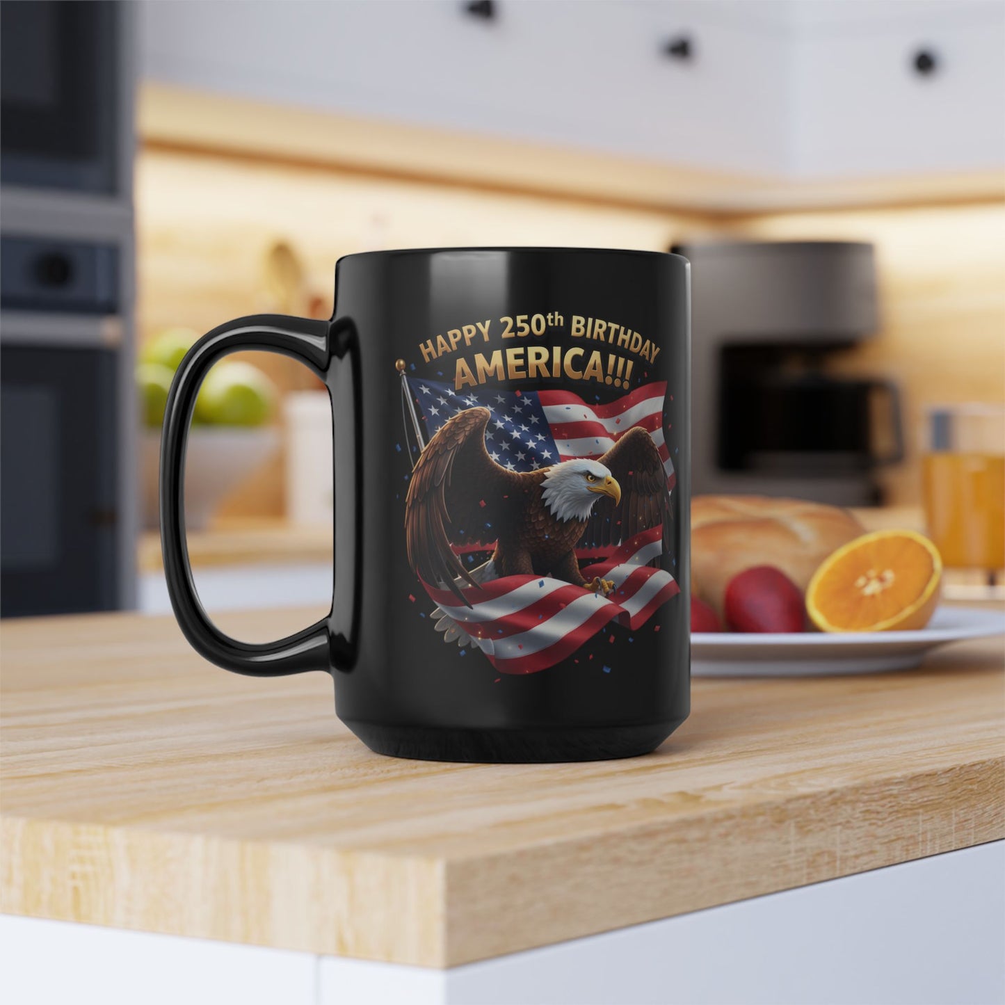 Happy 250th Birthday America Eagle Mug | Patriotic Ceramic Coffee Mug