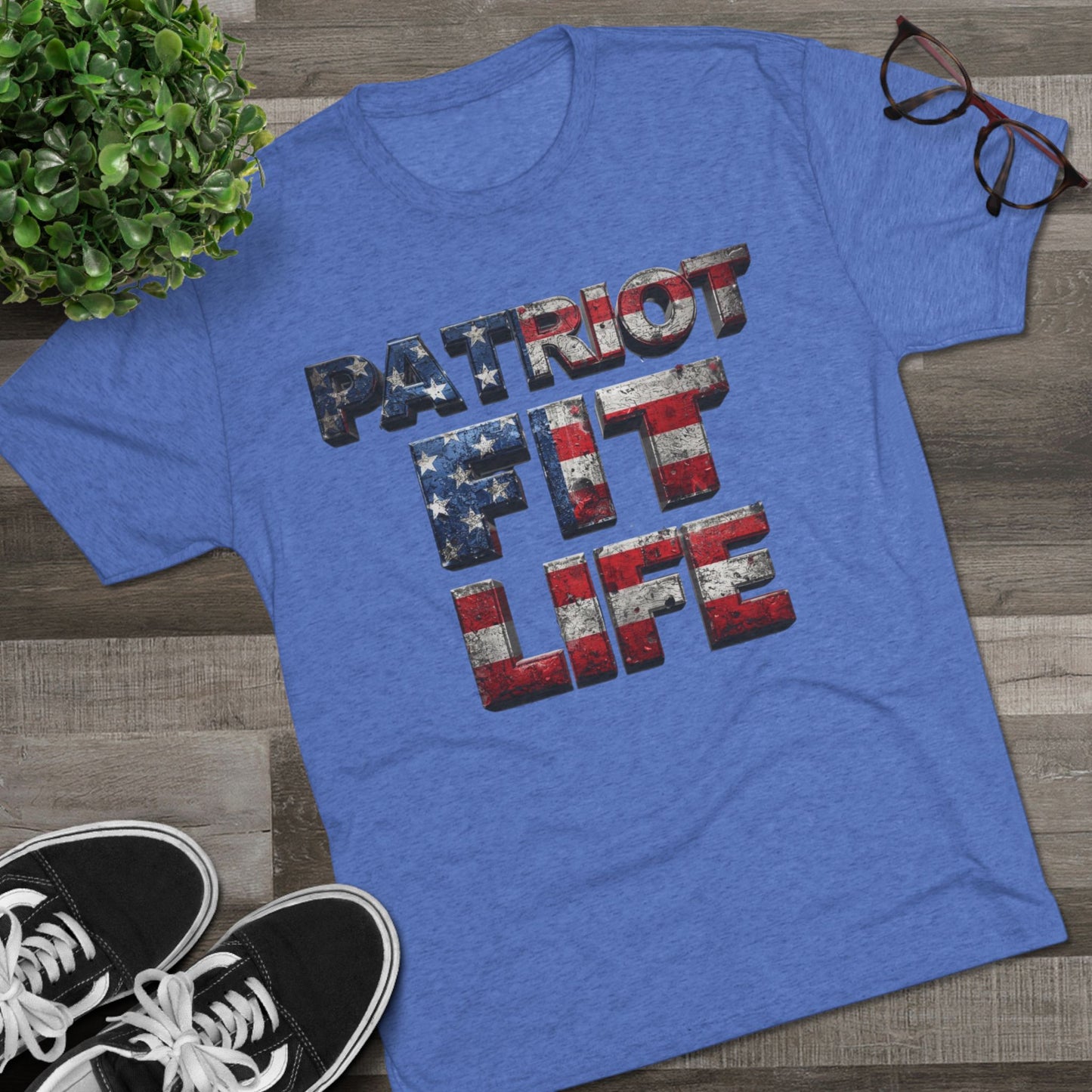 Patriot Fit Life Tri-Blend Tee - American Flag Graphic Fitness T-Shirt