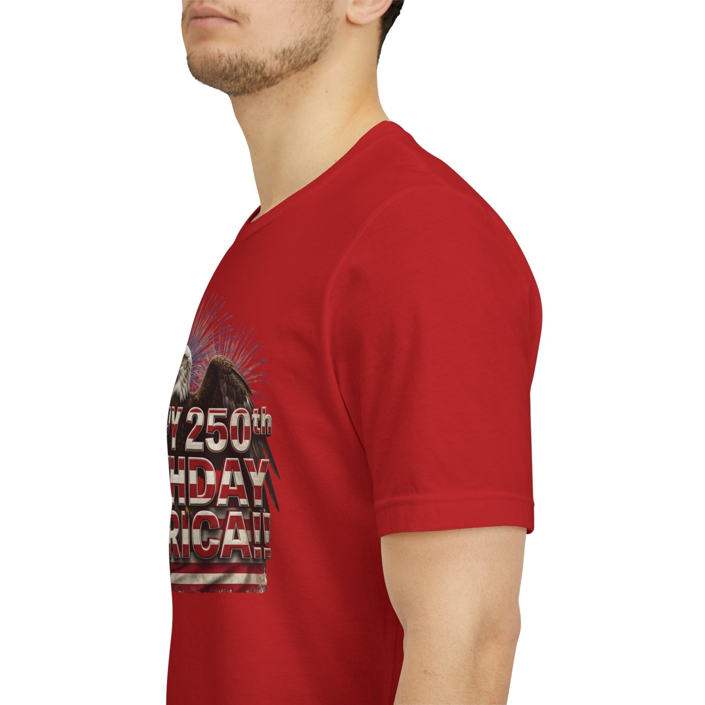 Happy 250th Birthday America T-Shirt | Patriotic Eagle & Flag Tee | Bella Canvas | XS-4XL