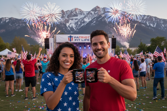 Happy 250th Birthday America Mug - Patriotic Eagle & Fireworks Black Ceramic  11 oz & 15 oz