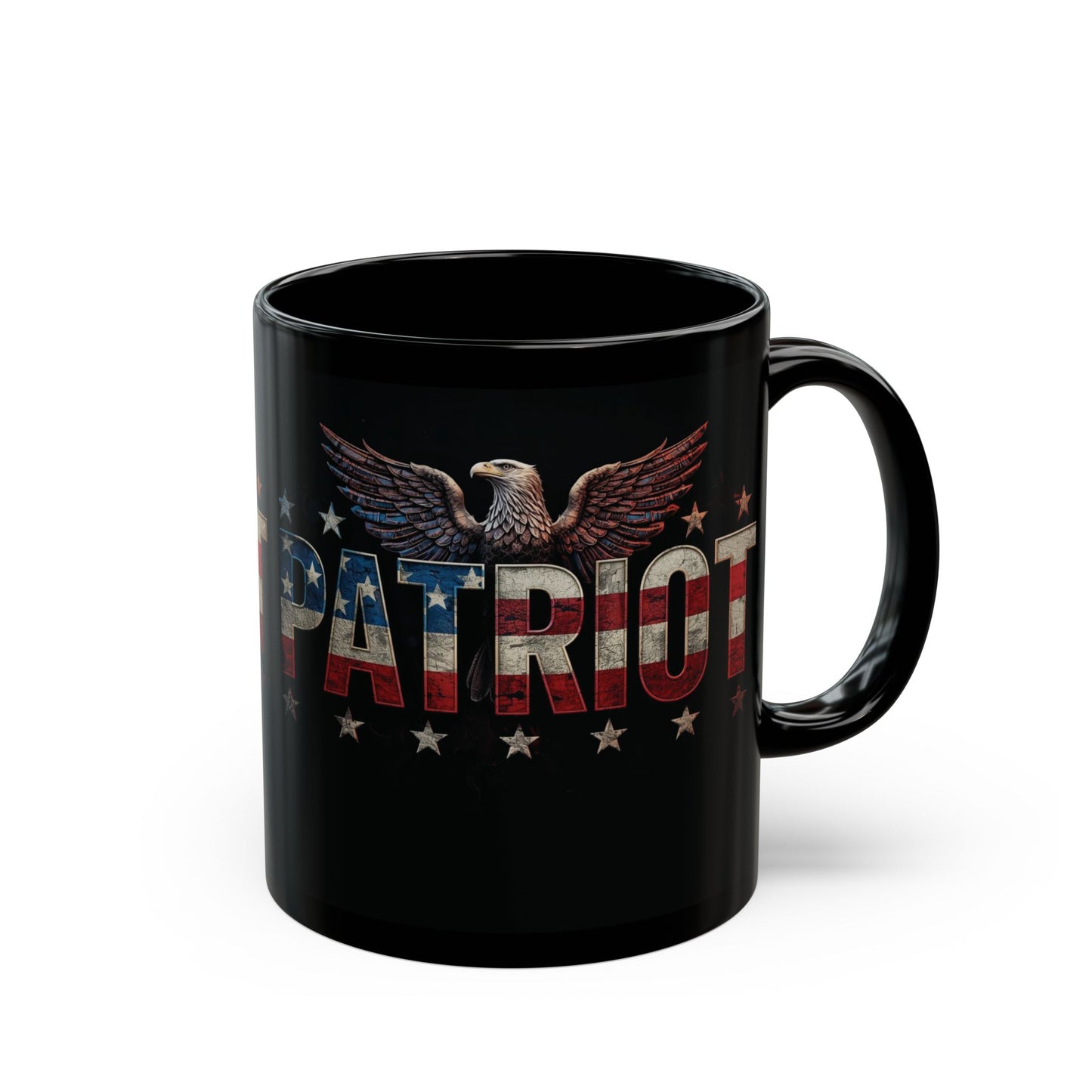 Patriot Eagle Black Coffee Mug  American Flag Ceramic Cup 11 oz 15 oz