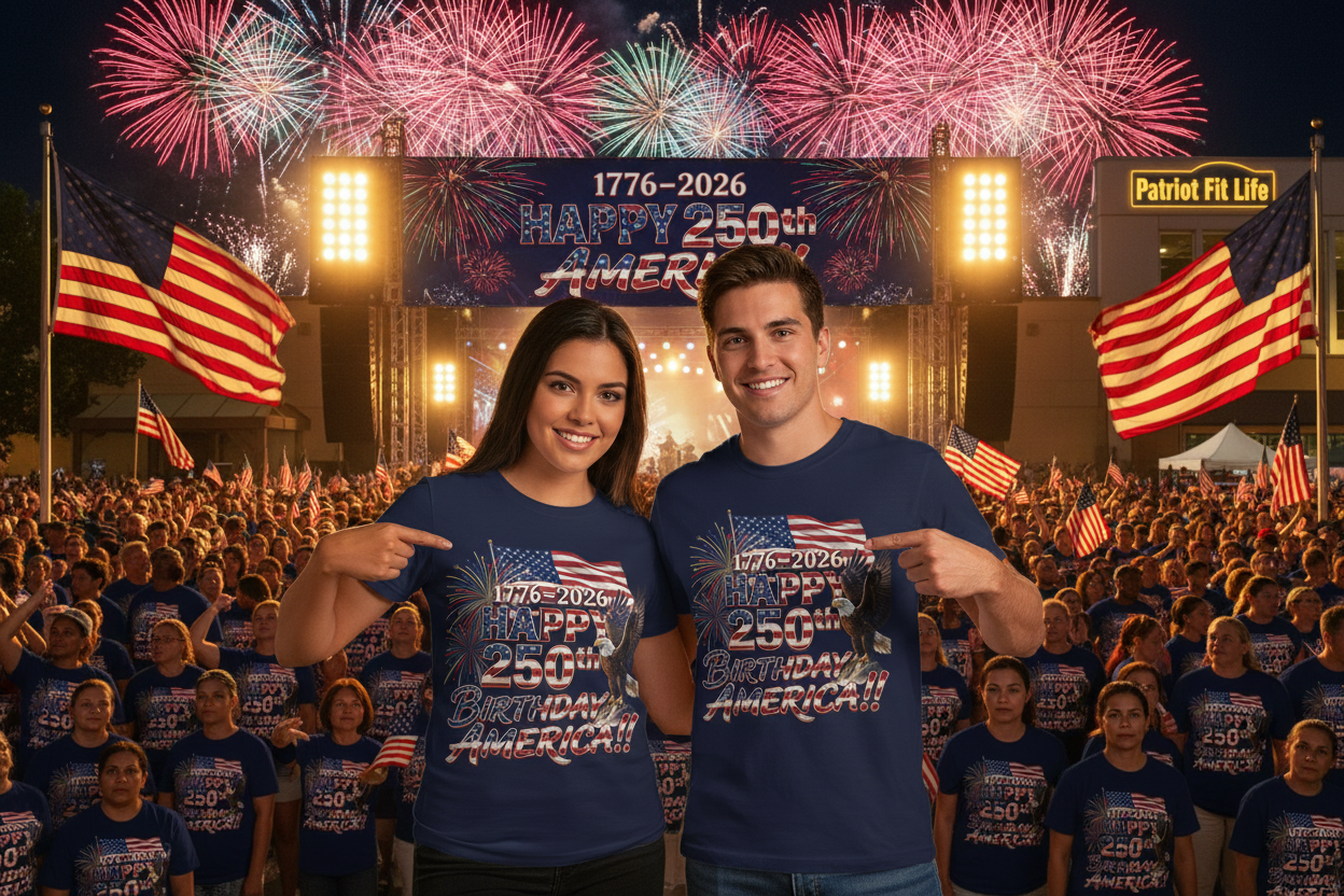 Happy 250th Birthday America T-Shirt | Patriotic Eagle Flag & Fireworks Tee | Bella Canvas | XS-4XL | 1776-2026