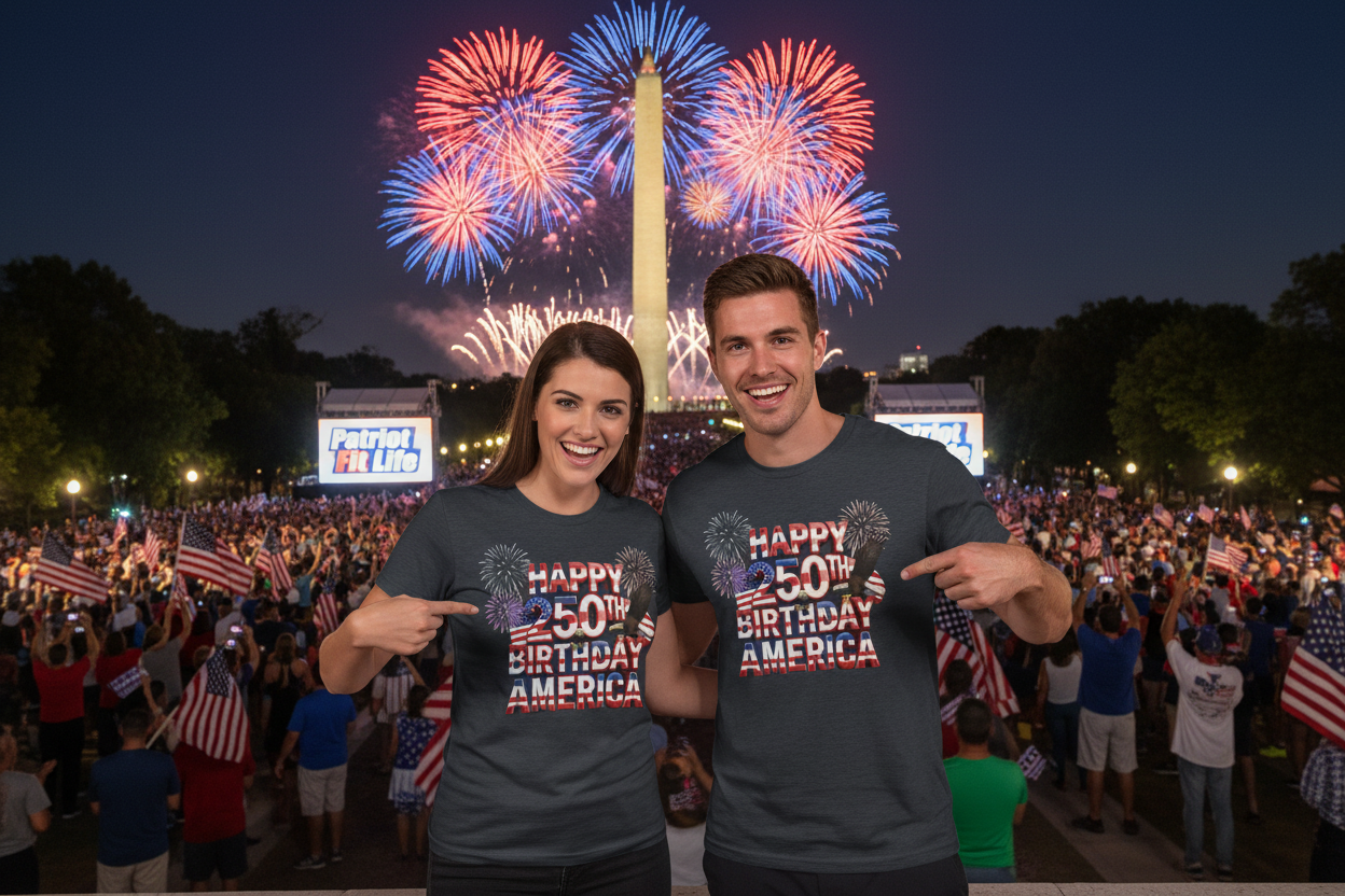 Happy 250th Birthday America T-Shirt | Fireworks Patriotic Tri-Blend Tee | 1776–2026