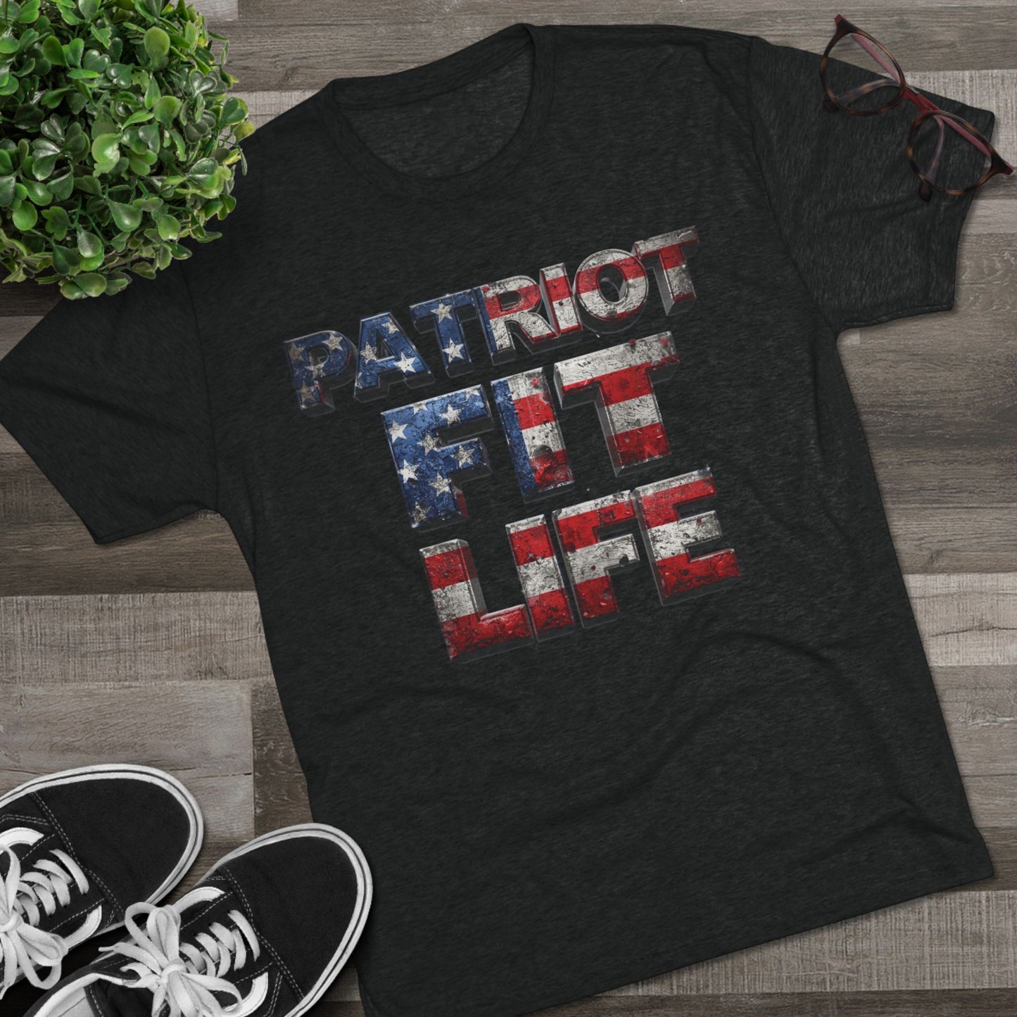 Patriot Fit Life Tri-Blend Tee - American Flag Graphic Fitness T-Shirt