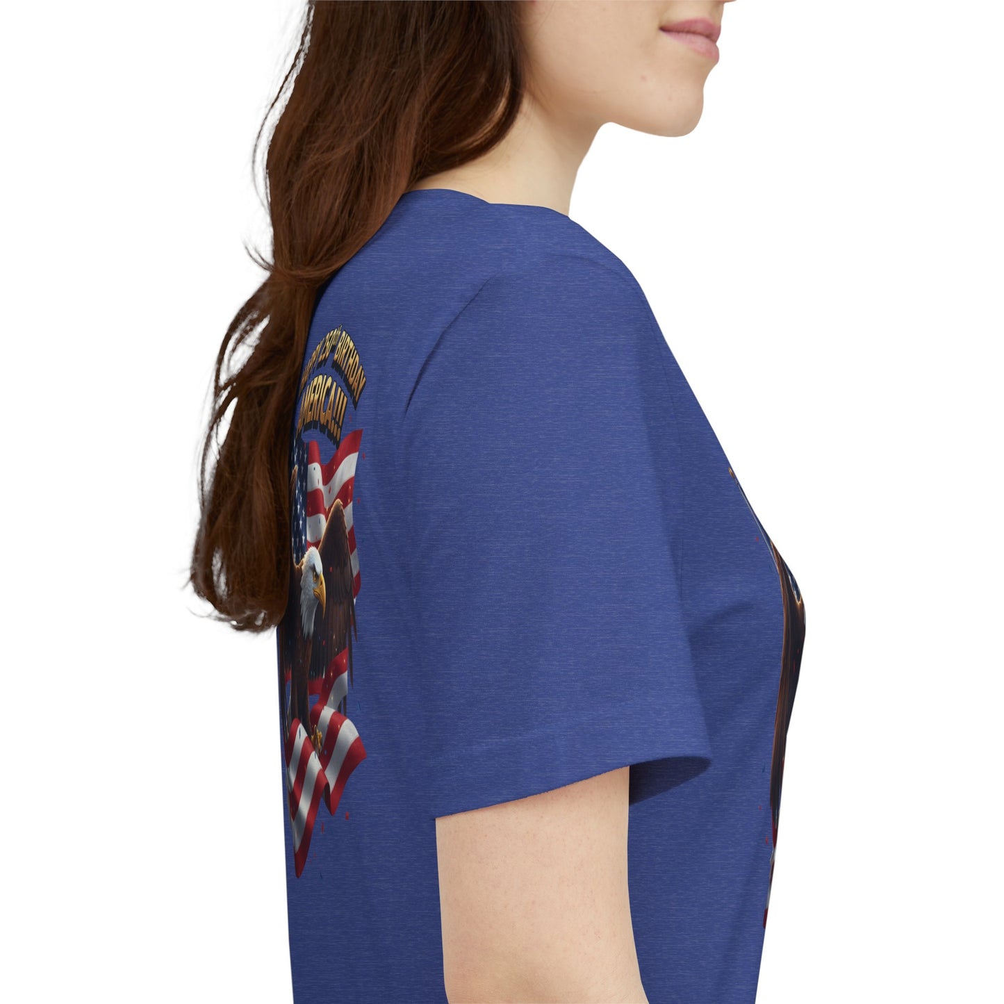 Happy 250th Birthday America Eagle T-Shirt  Patriotic Flag Tee