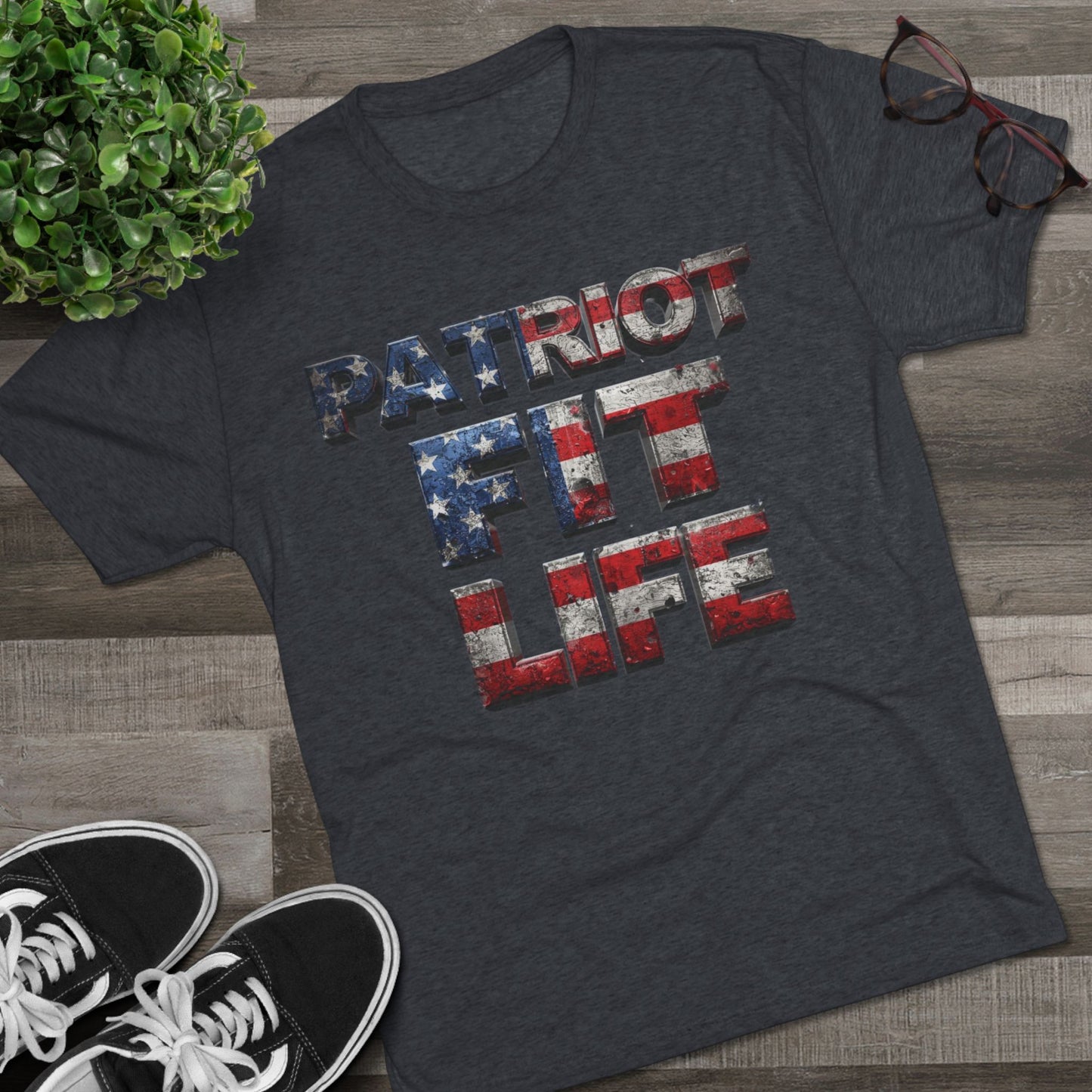 Patriot Fit Life Tri-Blend Tee - American Flag Graphic Fitness T-Shirt