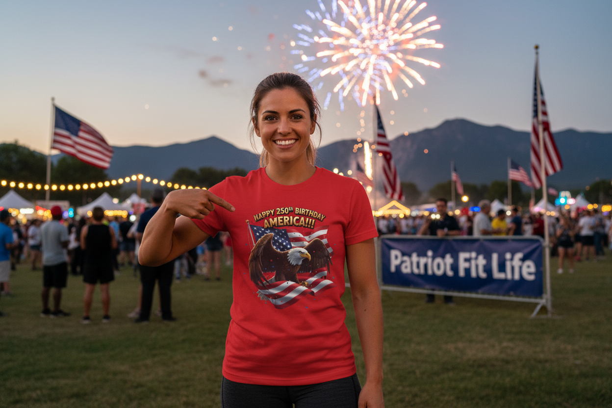 Happy 250th Birthday America Eagle T-Shirt  Patriotic Flag Tee