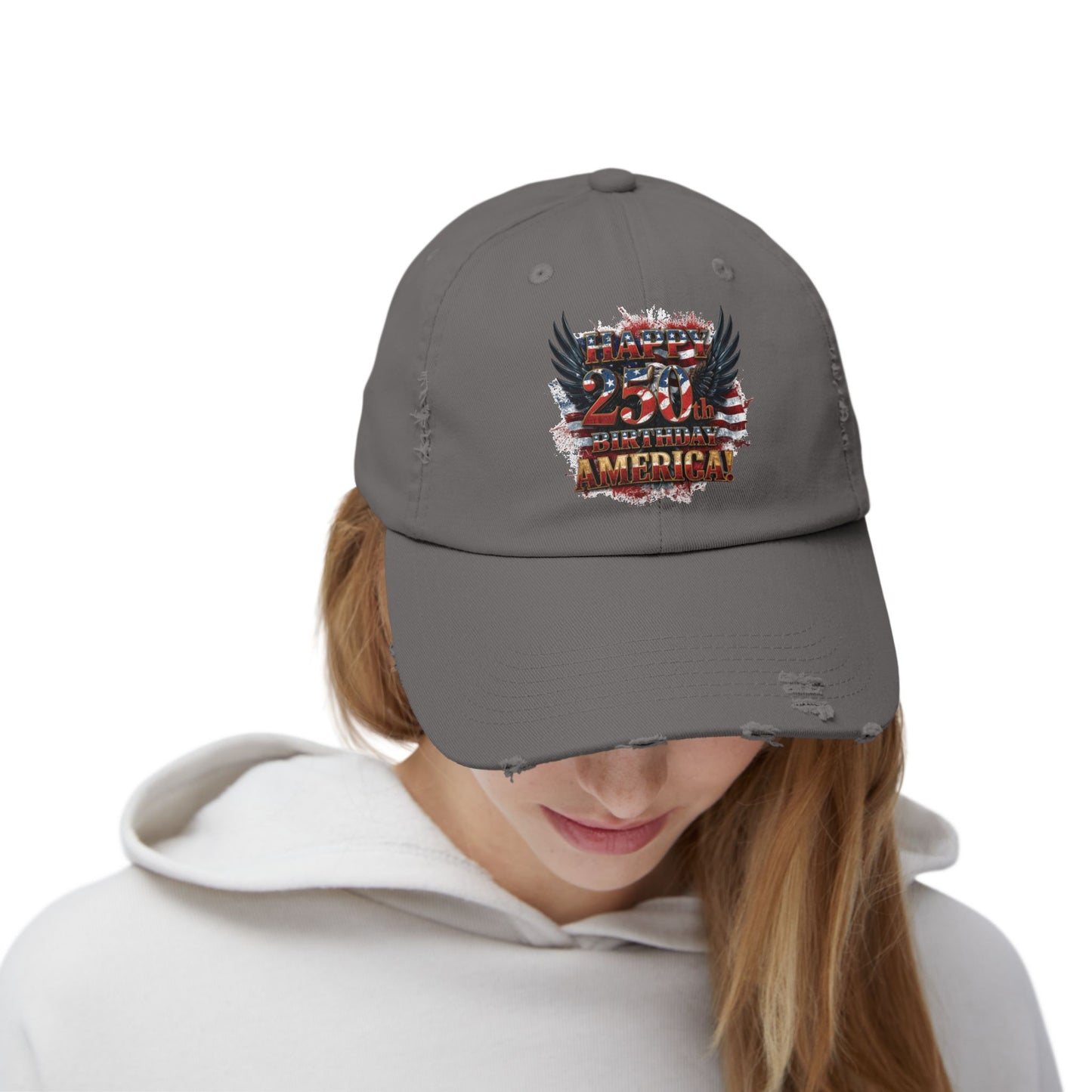 Happy 250th Birthday America Distressed Baseball Cap | Vintage Flag Hat