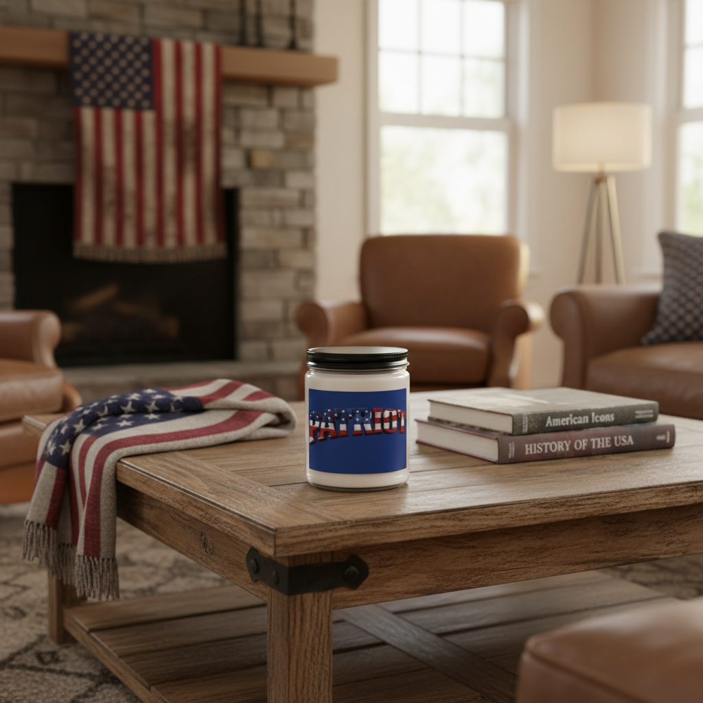 Patriot Soy Candle - 9oz Scented Glass Jar with American Flag Design