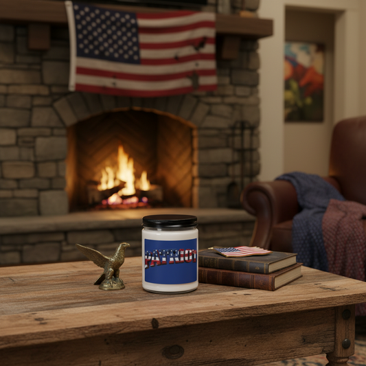 Patriot Soy Candle - 9oz Scented Glass Jar with American Flag Design