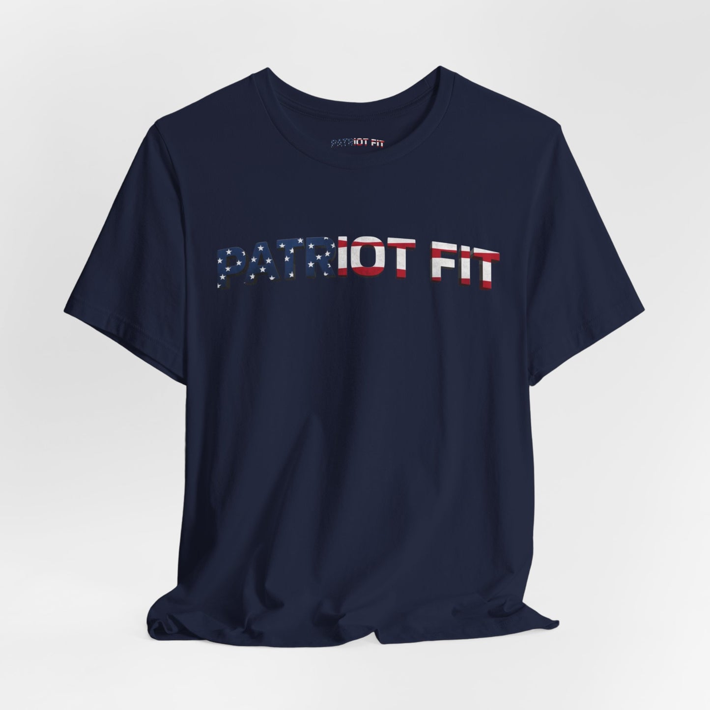 Patriot Fit T-Shirt — American Flag Text Athletic Tee