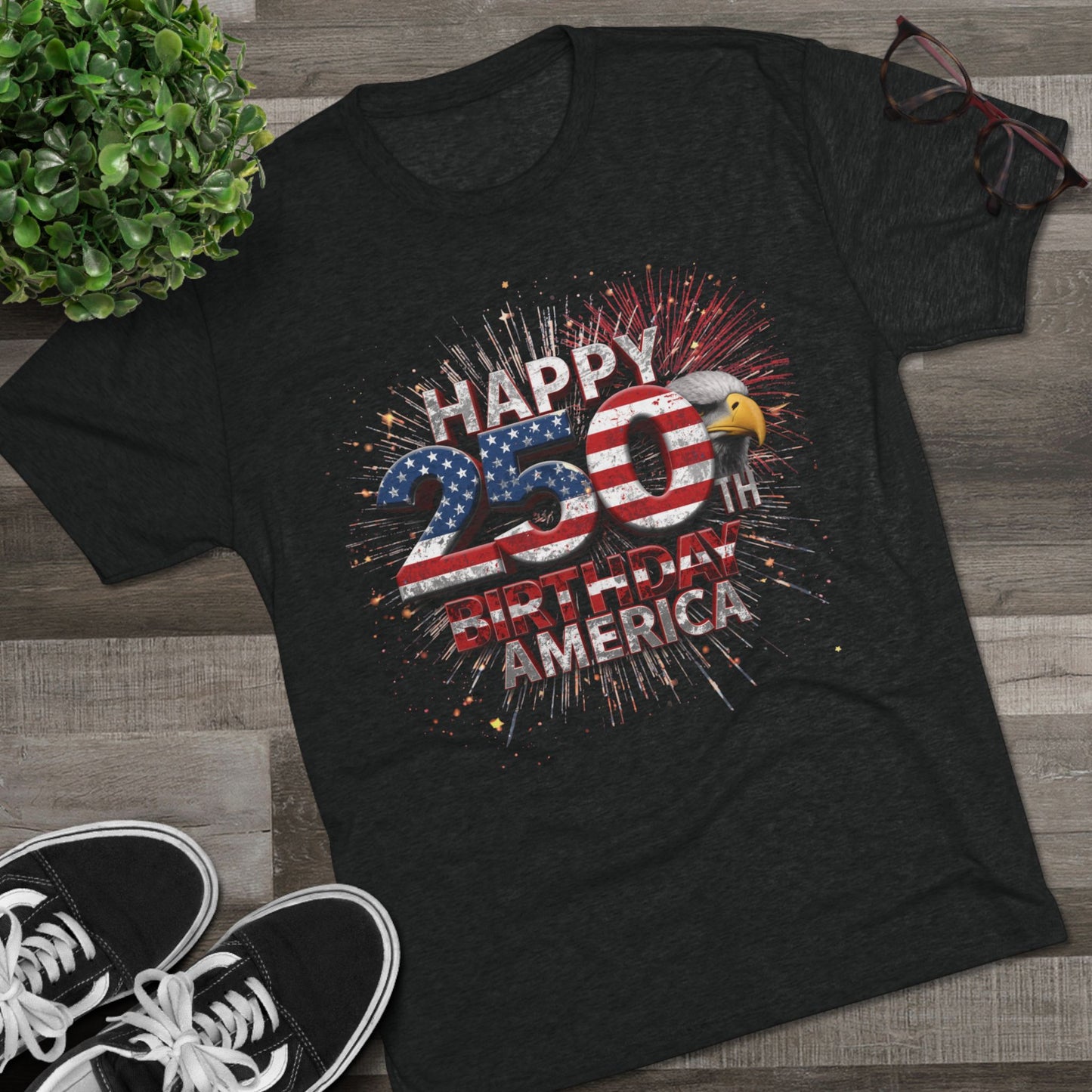 Happy 250th Birthday America Vintage T-Shirt | Patriotic Eagle 250 Tri-Blend Tee | 1776-2026