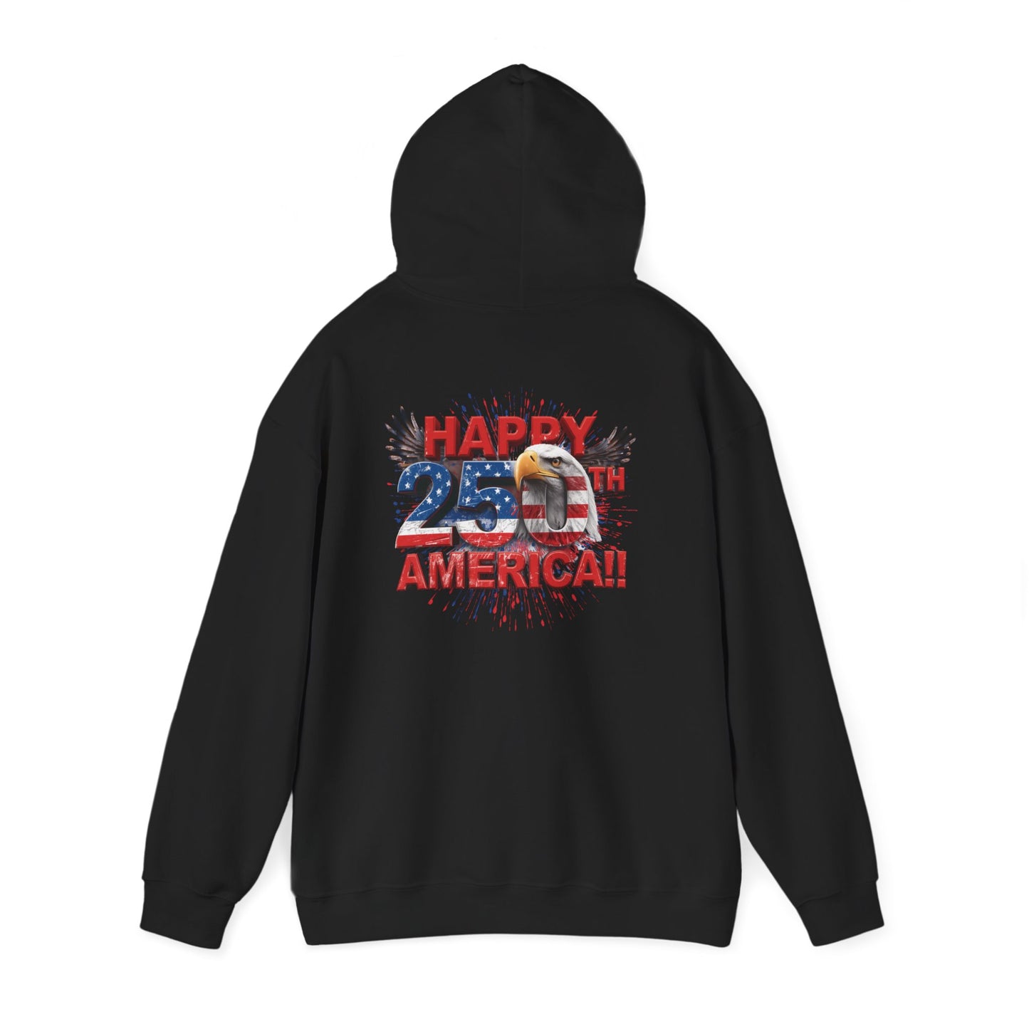 Happy 4th of July Hoodie | Patriotic Eagle & Flag Sweatshirt | America 250th | Gildan | S-5XL