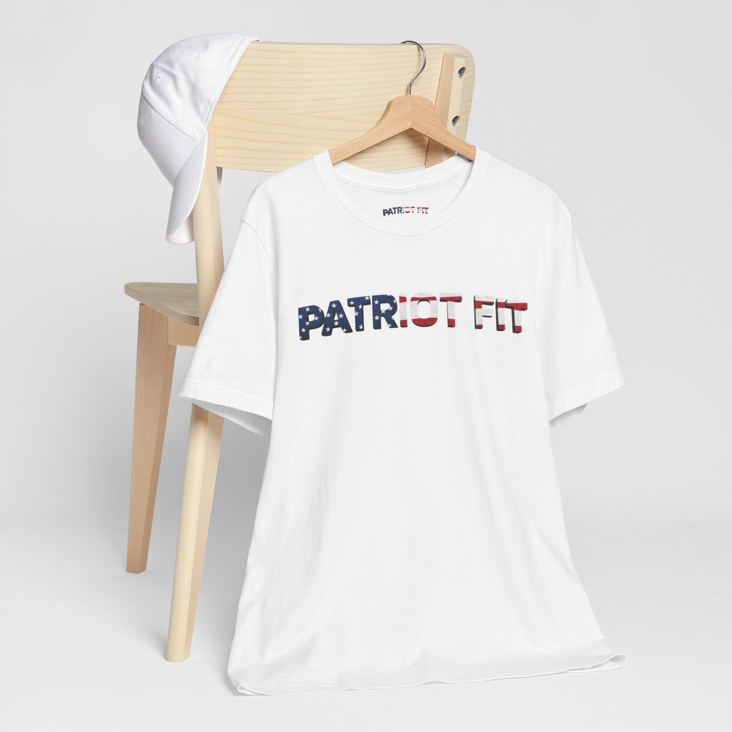 Patriot Fit T-Shirt — American Flag Text Athletic Tee